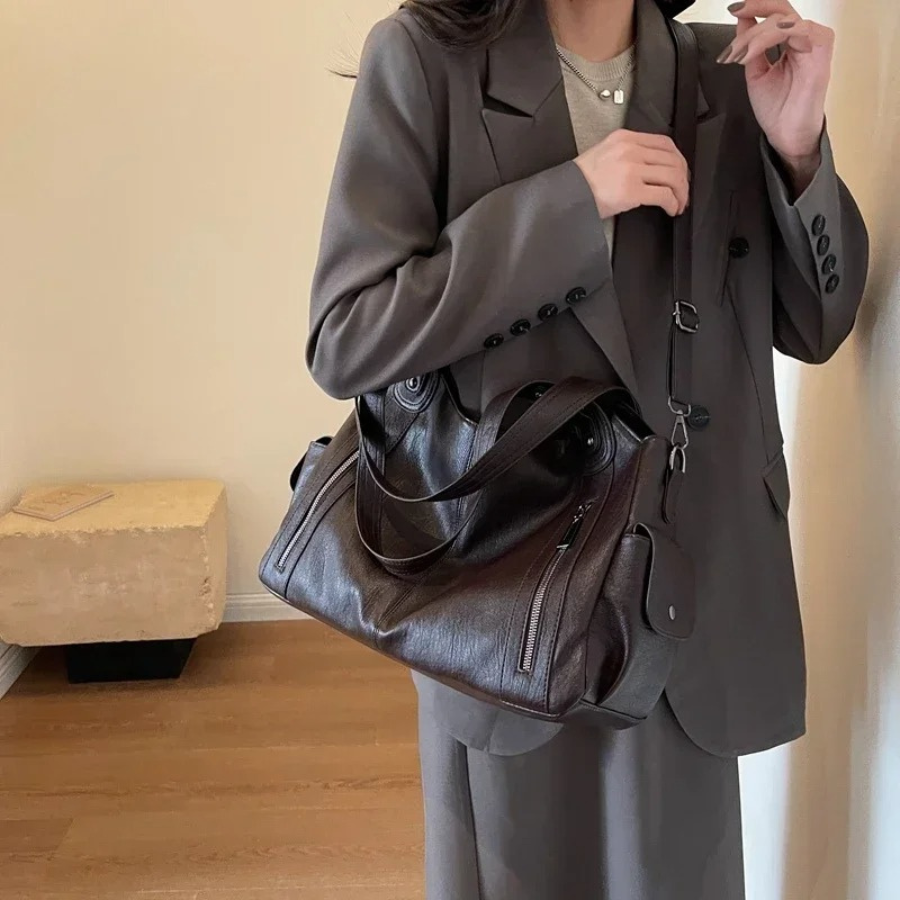 Uma | Dual Zipper Large Capacity Shoulder Bag