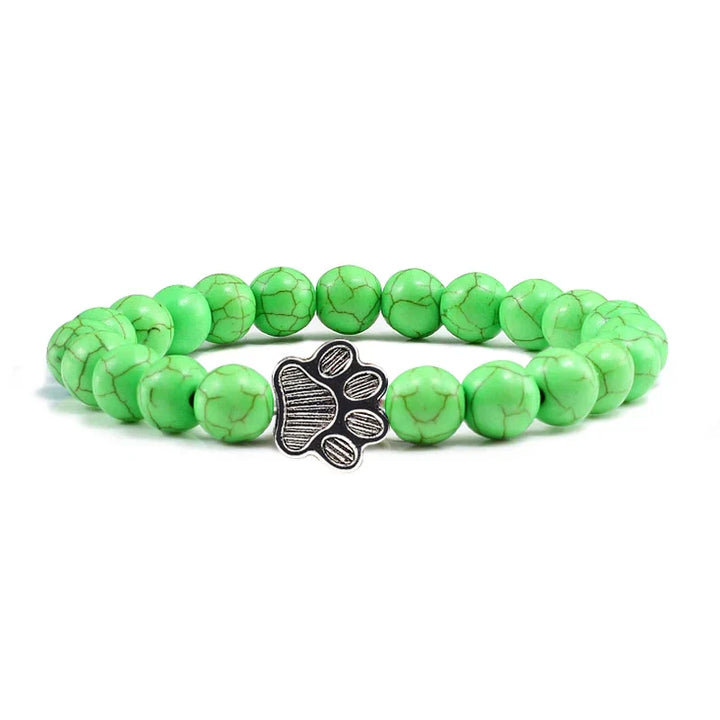 Beaded Paw Bracelet – Natural Stone Design