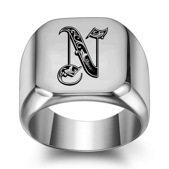 Classic Noble Initial Ring | White Gold
