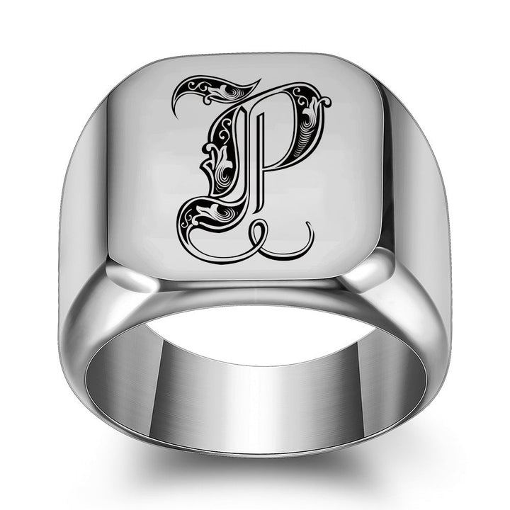 Classic Noble Initial Ring | White Gold