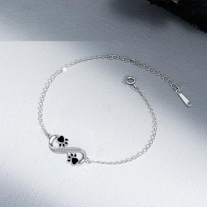 Infinite Symbol Pendant Pet Paw Bracelet with Zirconia